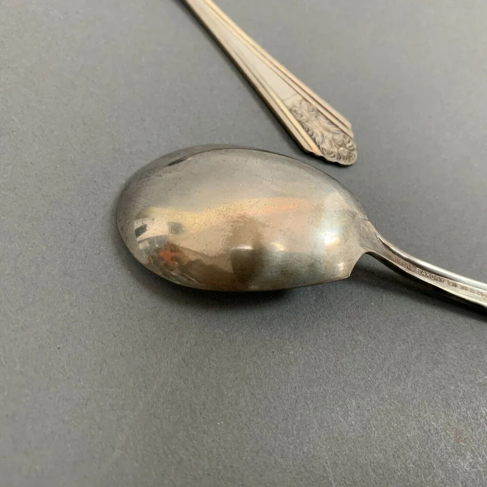 Royal‎ Saxony International Silver Plate Sugar and Oval Spoons Lot of 2